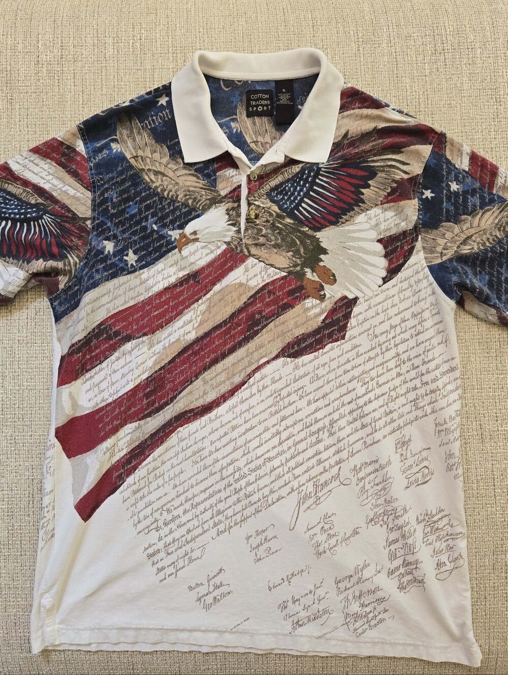 Cotton Traders Sport Patriotic Short Sleeve Polo Shirt